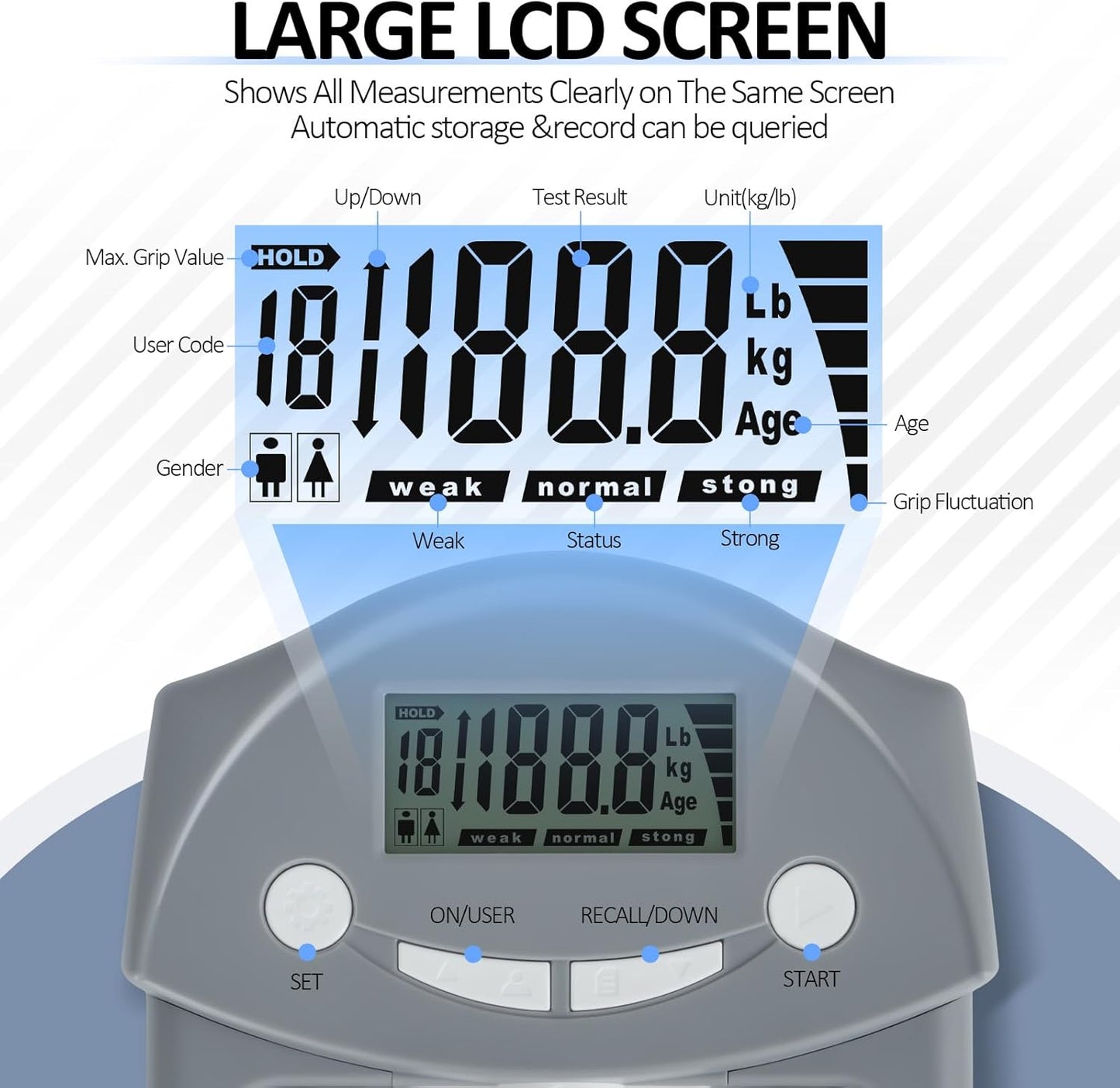 Grip Strength Tester, Hand Grip Dynamometer, Electronic Hand Grip Strength Teste